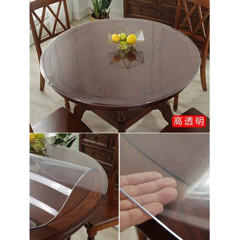 PVC Round Transparent Table Cloth, Waterproof， Oilprpoof , Soft Glass Tablecloth, Dining Table Protector. 1.0mm  (501) 4