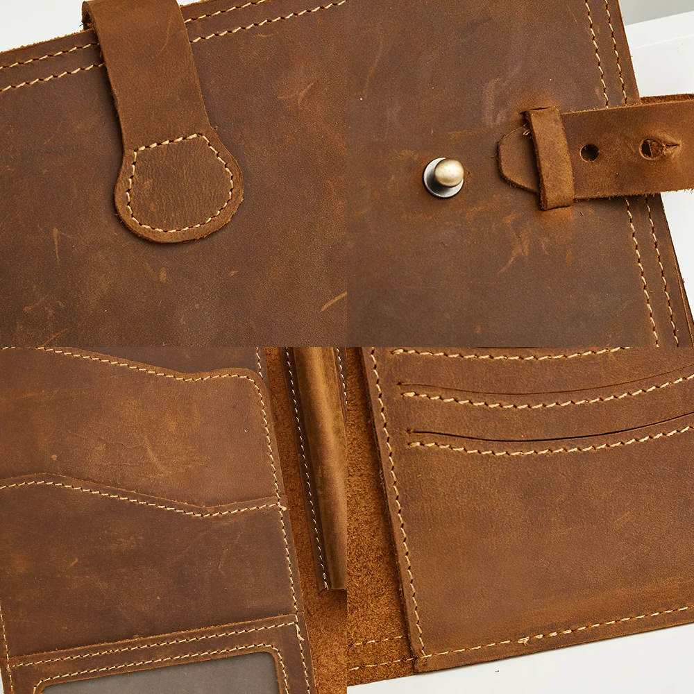 Long men's wallet Multi-function belt pen insert leather passport book Coin purses multi-card Money clip passport bag