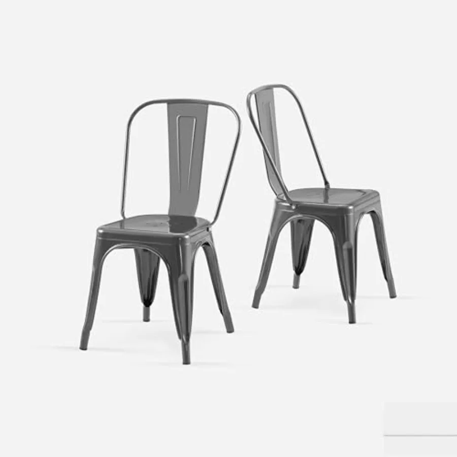 18 Inch Seat Height Industrial Metal Dining Chairs Stackable Kitchen or Bar Seat Durable Modern Design Versatile Accent Furnitu