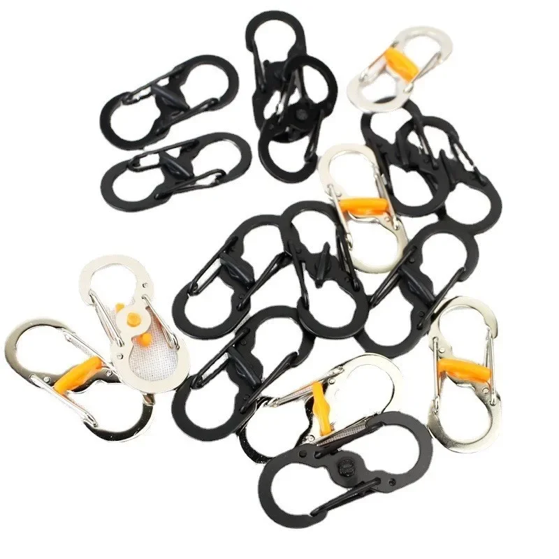 Outdoor Camping S Type Carabiner With Lock Mini Keychain Hook Anti-Theft Outdoor Camping Backpack Buckle Key-Lock Tool 1/5/10Pcs carabiner clips keychain carabiner