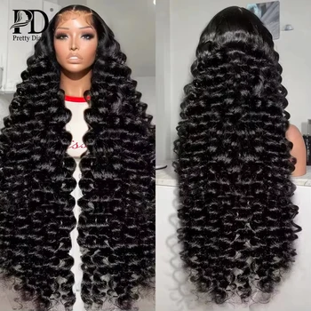 220 Density Loose Deep Wave 13x6 Lace Front Human Hair Wigs Brazilian 30 40 Inches Curly Water Wave HD 13x4 Lace Frontal Wig