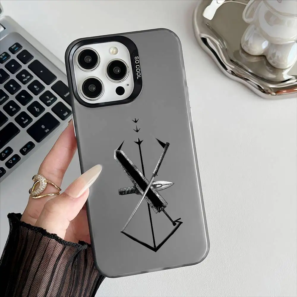 Berserk Anime Electroplated Silver Button Phone Case