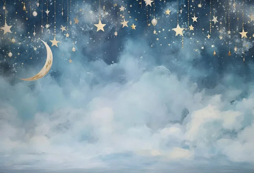 Golden Stars Clouds Shnng Lghts Vnyl Photography Backdrops Blue Sky - View #4