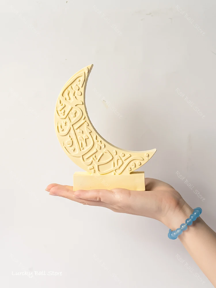 Description Picture 2 of itemCrescent Moon Candle Silicone Mold Eid Mubarak Ramadan Decor Handmade Soap Making Resin Gypsum Concrete Carving Patterns Molds
