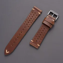 EACHE Vintage Brown Leather Rally Watch Strap - Premium Watchband Accessory - 22mm (Retro Brown)