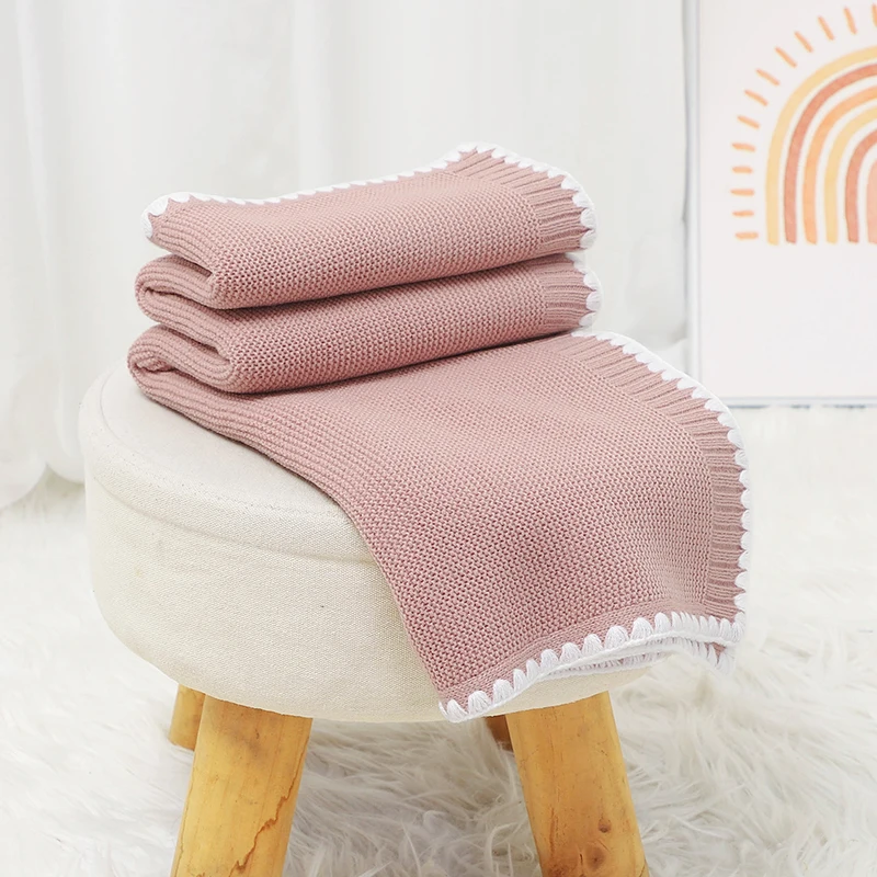 Knit Blanket Baby Blankets Knitted Newborn Boy Girl Bedding Quilt 90*70CM Plaid Infant Stroller Swaddle Envelop Wrap Fashion Solid Super Soft