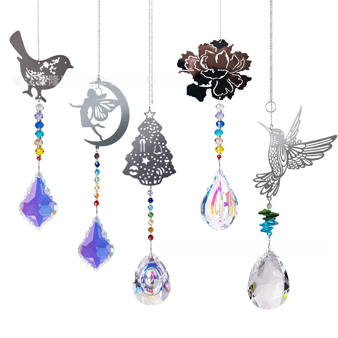 Hummingbird Angel Crystal Rainbow Pendant Colorful Beads Crafts Hanging Ornament Gardening Crystal Ornament Christmas Decorat... crystal ornament