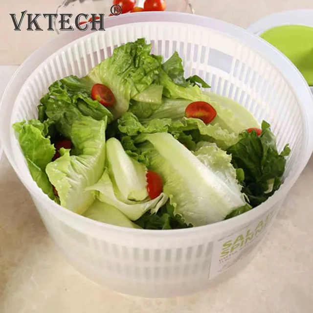 Multifunction Salad Spinner Lettuce Dryer Manual Vegetable Drainer Crisper Strainer For Washing Drying Leafy Kitchen Accesosries 3