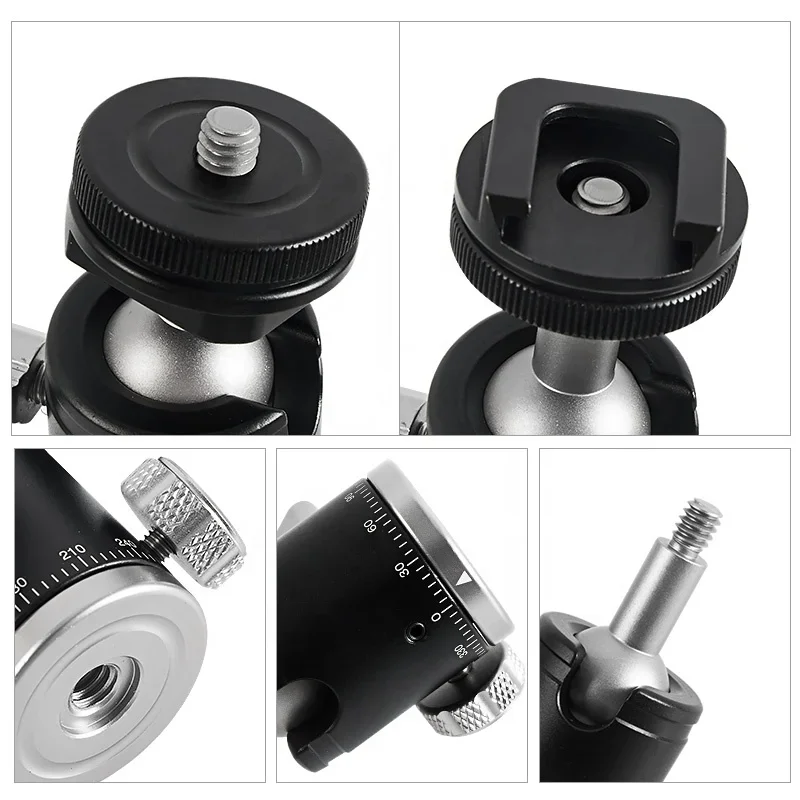 BEXIN Aluminum Alloy Panoramic Ball Head 1/4'' Screw Cold Shoe 19mm Mini Ball Head Compatible with Tripod Monopod Adapter tripod ball head camera panoramic head
