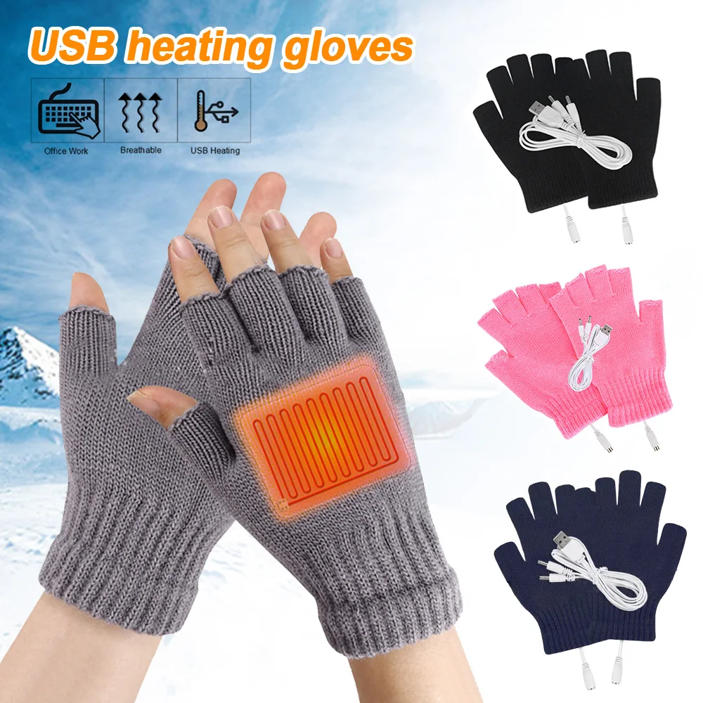 

C2 USB Heated Gloves Winter Thermal Hand Warmer Electric Heating Glove For Indoor Office Bike Cycling Glove Safety 5V Home Gifts