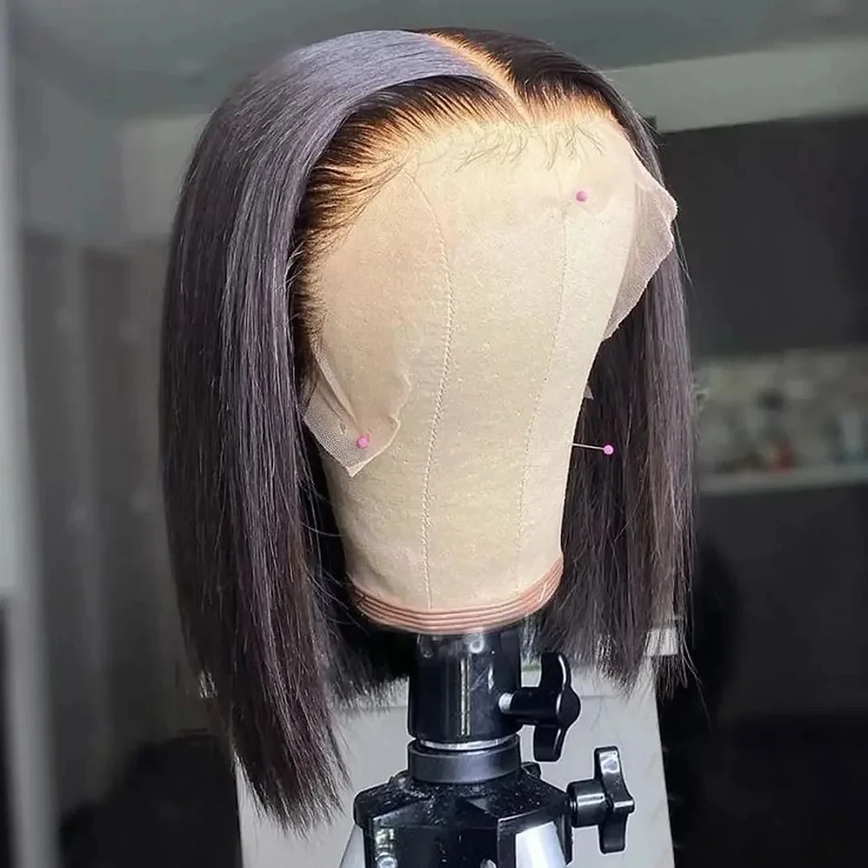 13x6 HD Lace Frontal Short Bob Wig Bone Straight Glueless Pre Cut 5x5 Closure Wig Ready to Wear 100% Human Hair Wig Preplucked 1