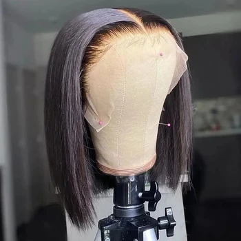 13x6 HD Lace Frontal Short Bob Wig Bone Straight Glueless Pre Cut 5x5 Closure Wig Ready to Wear 100% Human Hair Wig Preplucked 1