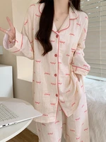 Floral Print Women's Sp Dr Spring Autumn Loose Long Sve Nightgown Outdoor Wearable Sweet Sle Home Clothes