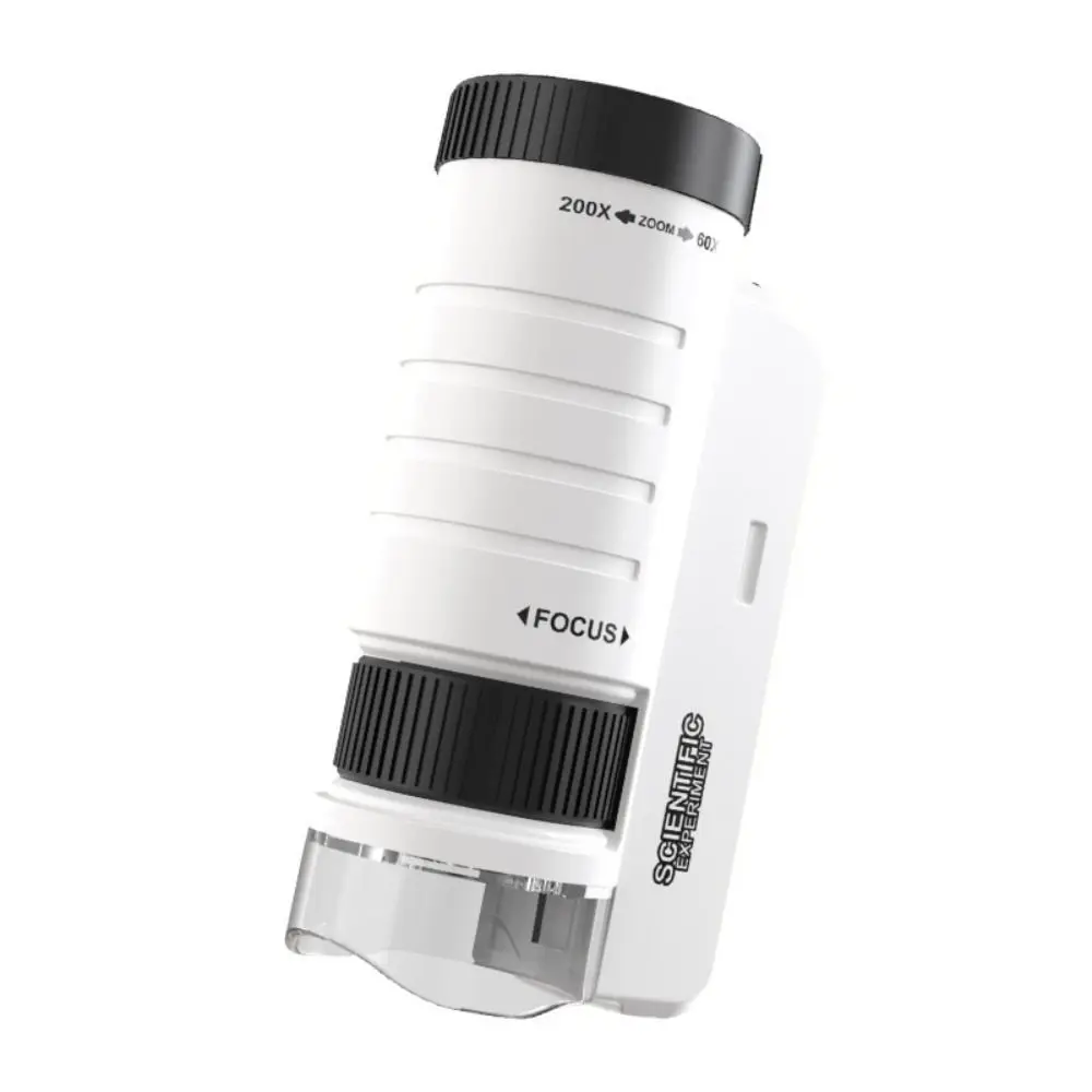 60-200x Magnification Pocket Microscope Battery Powered LED Light Handheld Microscope Portable Design Optical HD