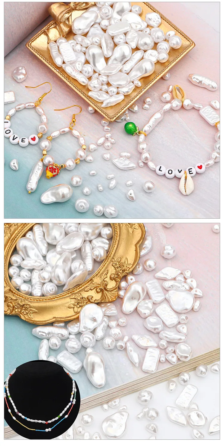 Unregelmäßige ABS Imitation Perle Perlen Mit Loch Hohe Qualität Lose Spacer Perlen Für Schmuck Machen DIY Halskette Armband Handwerk – Detail 7