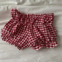 Short à carreaux Vintage des années 90 pour femme, pantalon bouffant élastique, coupe cintrée, Kawaii, vêtements de détente, fée rétro Y2K, bas de culotte mignon 5