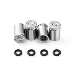 Enhanced Car Wheel Tire Valve Caps - Durable Airdust Waterproof Stem Covers (Set of 4) (Silver)