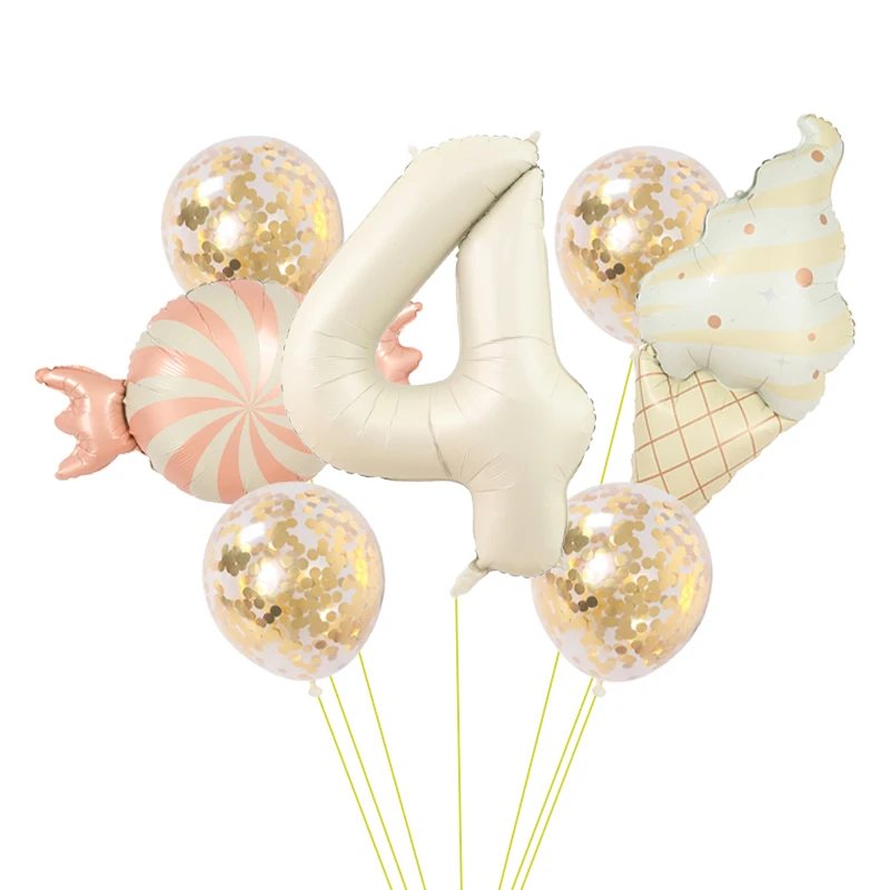 Süßigkeiten-Eiscreme-Folienballons mit Bunten Konfetti-Ballons 32 Zoll Ziffernballon 0-9 Geburtstagsparty Babyparty Dekorationen – Detail 4