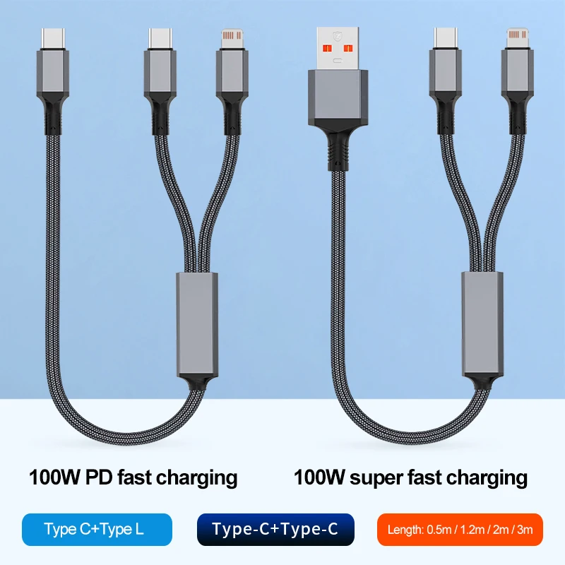 2 in 1 USB C to C/L Cable,Braided Fast Charging Cord,Multi Functiona Charger Cord Compatible with iPhone 17,Sumsung Galaxy S24