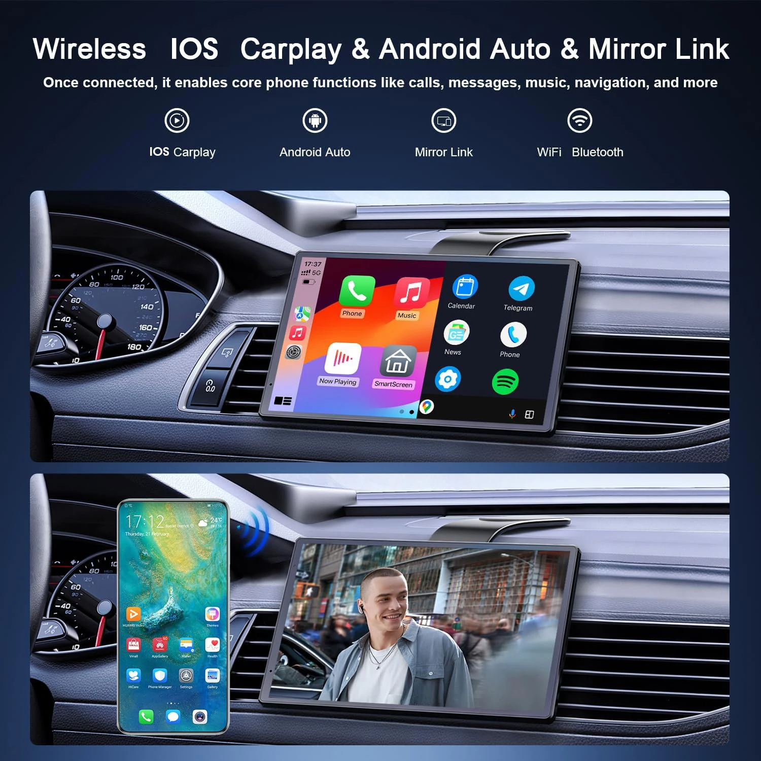 7/8 inch Carplay Touch Screen for Car Wireless Carplay Android Auto Car Stereo Horizontal / Vertical Screen Navigation GPS Radio