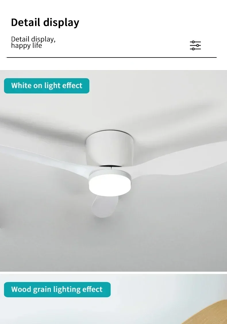 Modern Ceiling Fan with LED Light  Remote Control - High Air Volume for Kitchen Bedroom Dining Room Terrace