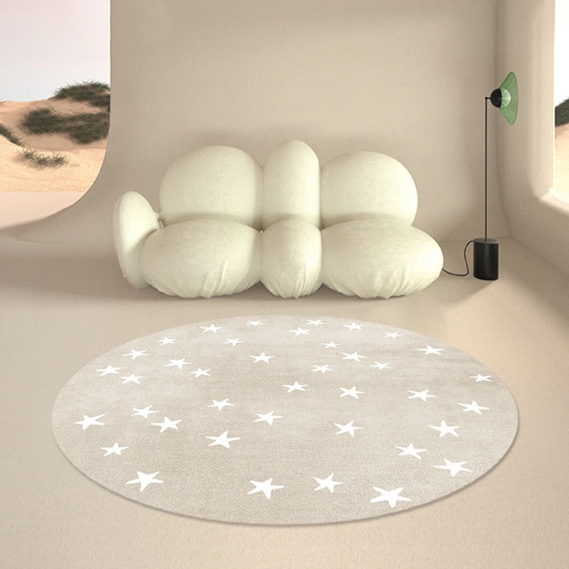 Nordic Cute Carpets for Living Room Cartoon Style Bedroom Decor Round Rug Soft Short Plush Children Mats Crawling Game Area Rugs 3