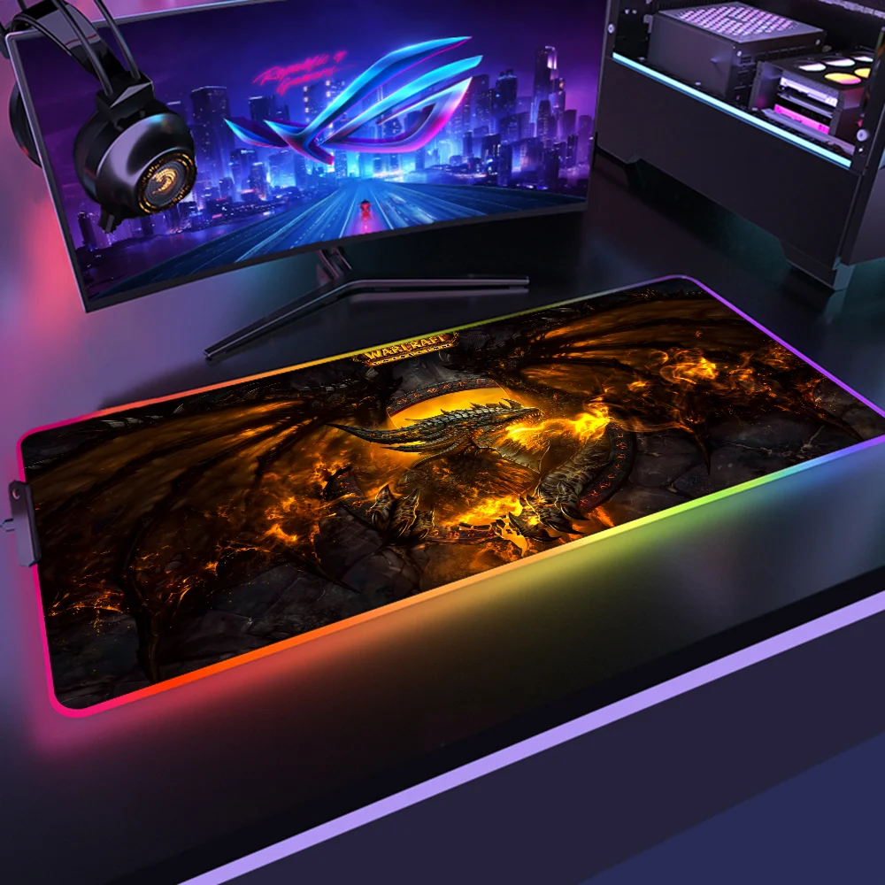 

LED Light Desk Mat XXl Computer Mousepad World of Warcraft 80x30 Backlight Keyboard Cover Keyboard Mause Gaming Mouse Pad RGB