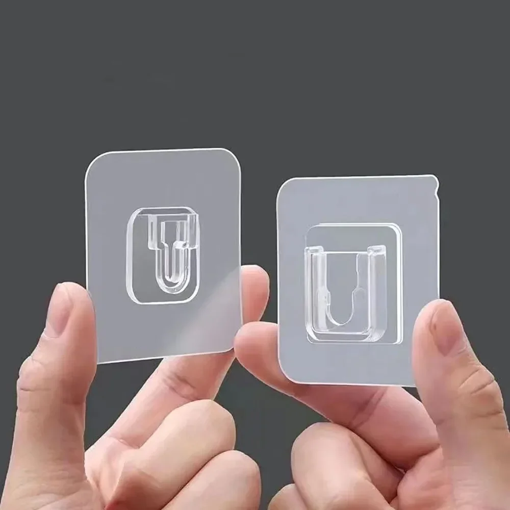 Self Adhesive Buckle Wall Hooks Hanger Transparent Hooks Suction Wall Storage Holder for Kitchen Bathroom 4