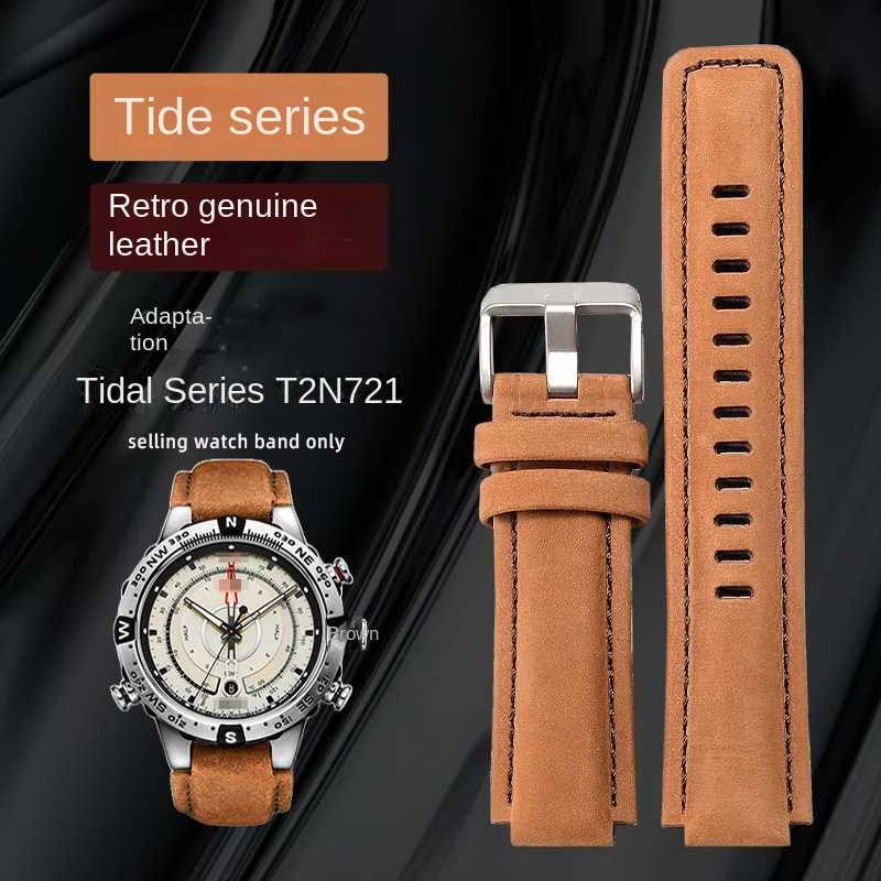Timex Men's Tide Compass Leather and Silicone Watchband Strap