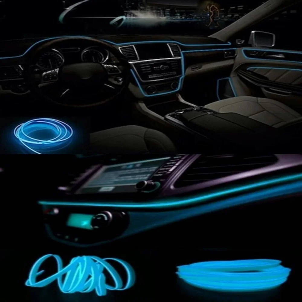 Car Interior Rope Led Glove Box 2 Meters Neon Led Ice Blue Automobile Lamp Car Interior Lighting Strip Decoration Neon Light