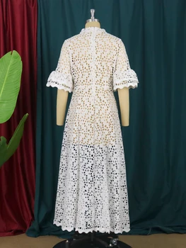 فستان أبيض طويل حريمي دانتيل بالورود مجوف نصف كم أنيق حريمي مقاس كبير بوهو ماكسي للحفلات الراقصة ملابس أعياد الميلاد 4