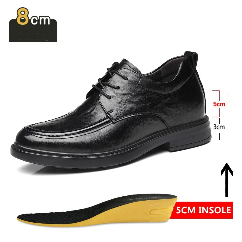 Scarpe Oxford Uomo Con Tacco Interno - In Pelle Vero, Formali, Antiscivolo, Per Aumentare Altezza - Foto 2