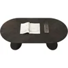 Oval Coffee Table, Solid Wood Coffee Table Simple Design, Farmhouse Black Coffee Table for Living Bedroom -51.2" x 27.6" x 15.6" 5