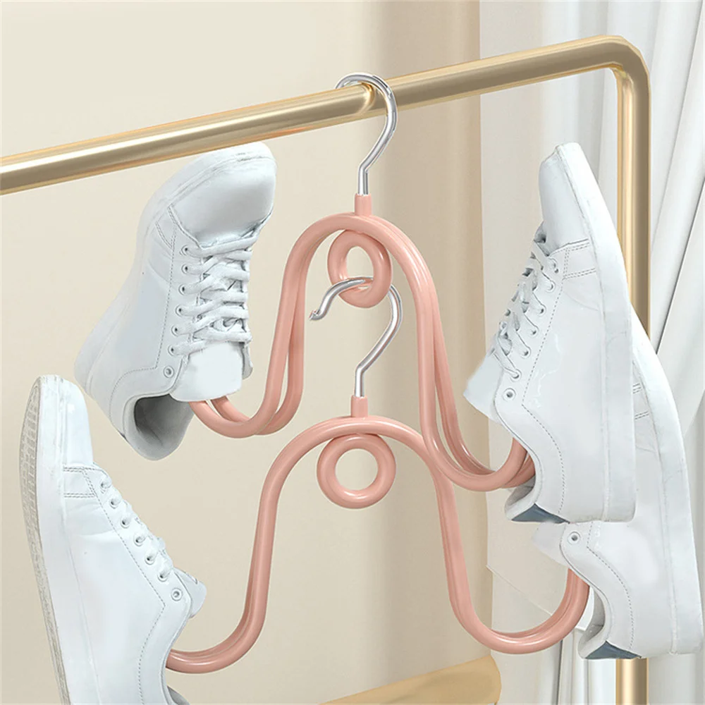 Shoe Rack 1pcs Shoes Hanger Rack Plastic Double Hook Drying Shoe Rack Multi-Purpose Bedroom Scarves Clothes Storage Hook