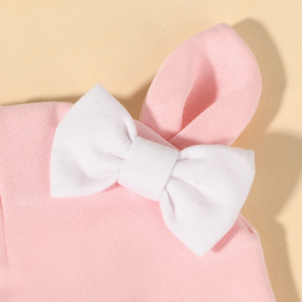 Autumn Winter Toddler Girls Rabbit Ear Bow Knot Cotton Beanie Hat For Kids Baby Hat