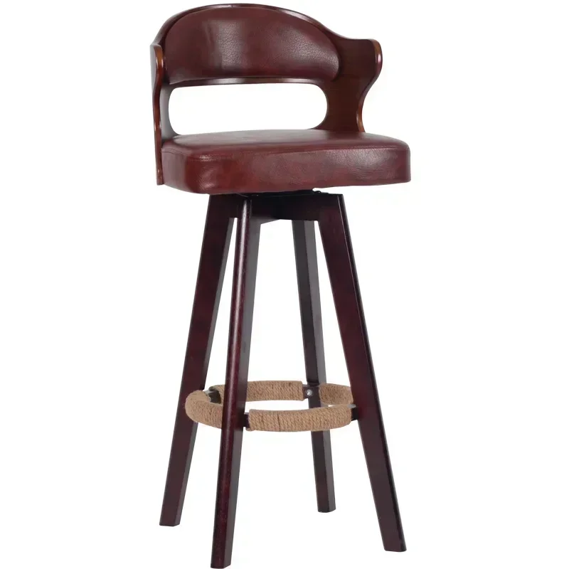 EE1002 niestandardowy lekki luksusowy krzesło barowe z litego drewna wysoki Bar nowoczesny minimalistyczny obrotowy oparcie stół i krzesło krzesło barowe