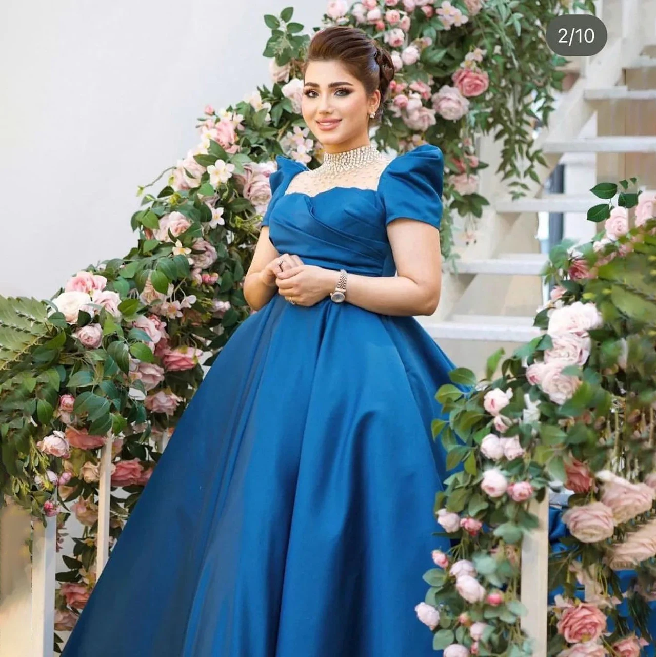 

GIOIO Sweetheart Luxury Formal Evening Dresses Pleat Short Sleeves فساتين سهرة Ankle Length Elegant Prom Gowns Party Women