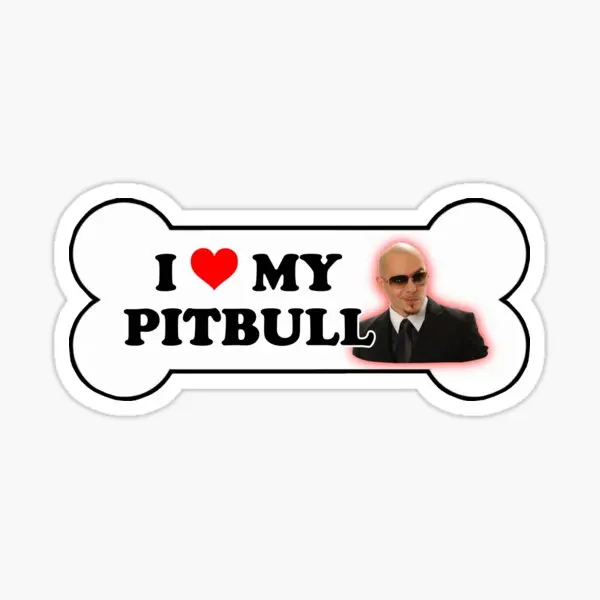 

I Love My Pitbull Bumper Parody 5PCS Stickers for Room Car Cartoon Kid Art Laptop Funny Decor Print Background Stickers Home