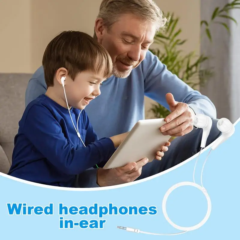 Wired Headphones Plug In Earbuds With 3.5mm Jack Comfortable Plug-In Earbuds Mobile Phone Accessories For Phones Laptops Kids