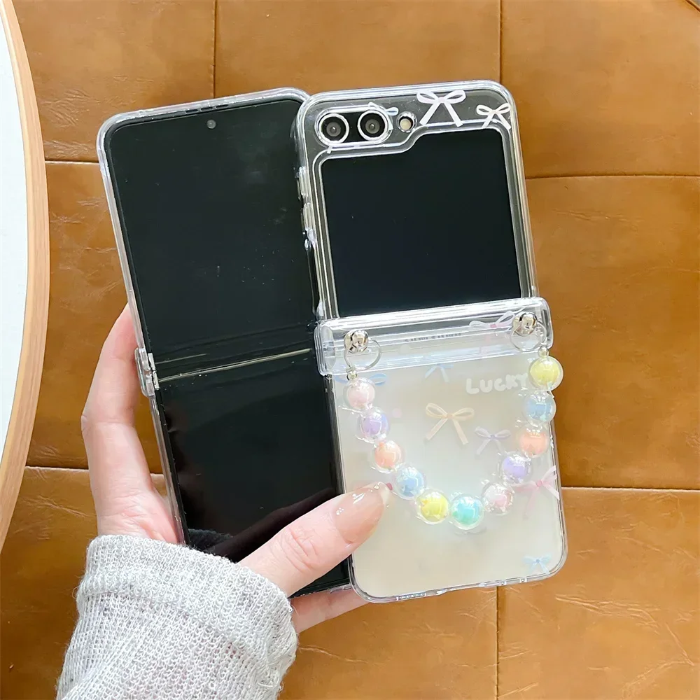Chic Butterfly Love Heart Wrist Strap Phone Case with Hinge Protection - Clear Hard Cover