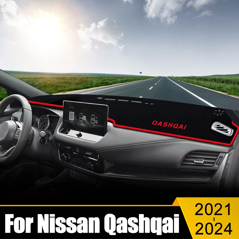 자동차매트 집을 위한 신년 플로어 매트, 축제용 러그, 현관 도어매트 10 닛산 Qashqai J12 2021 2022 2023 2024 자동차 대시 보드 커버, 라이트 패드 피하기 태양 쉐이드 케이스, 자외선 방지 카펫 미끄럼 방지 매트