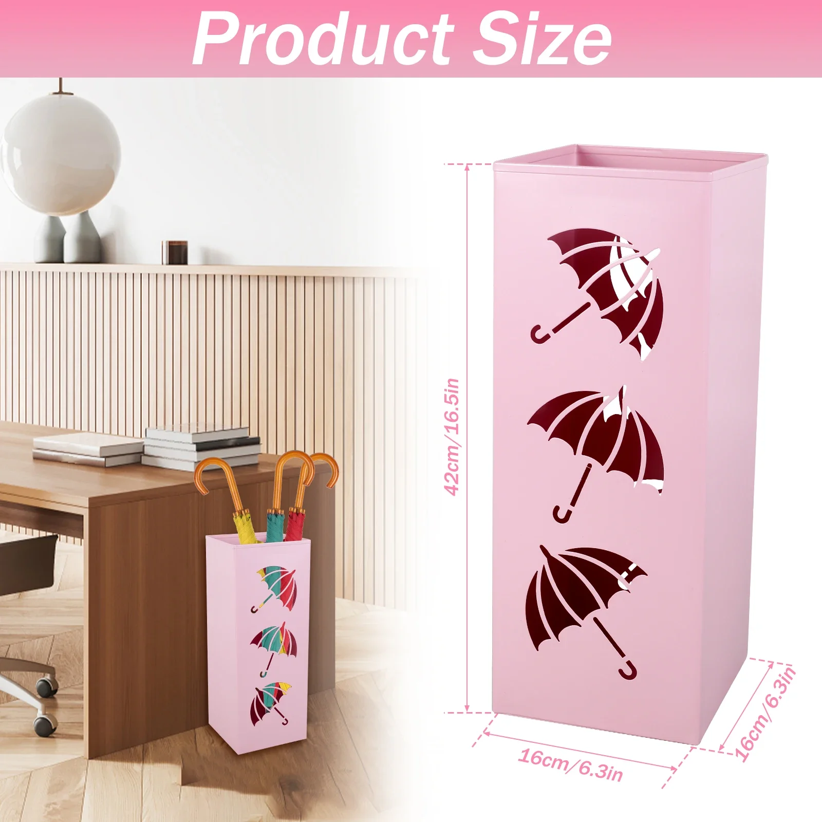 Porte-parapluie Carré Blanc Acier - 48,5 Cm - Style Moderne - Neuf
