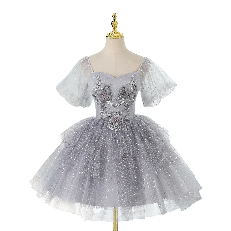 Robe de Quinceanera florale à manches bouffantes pour fête d'anniversaire, robe de Rhde princesse, robe courte en organza, jolie robe de soirée