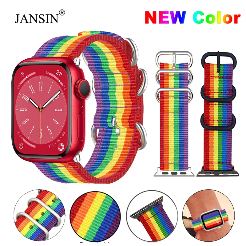 Cinturino In Nylon Arcobaleno Per Cinturino Apple Watch Ultra 2 49Mm 9 8 45Mm Bracciale Per Cinturino Apple Watch Series 7 Band 41Mm 44Mm 40Mm