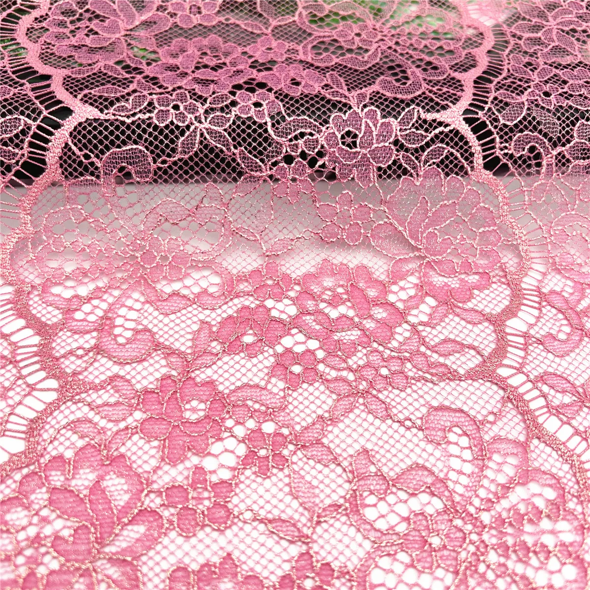 3M/lot 24cm Pink With Foil Shimmer Foil Eyelash Lace 4