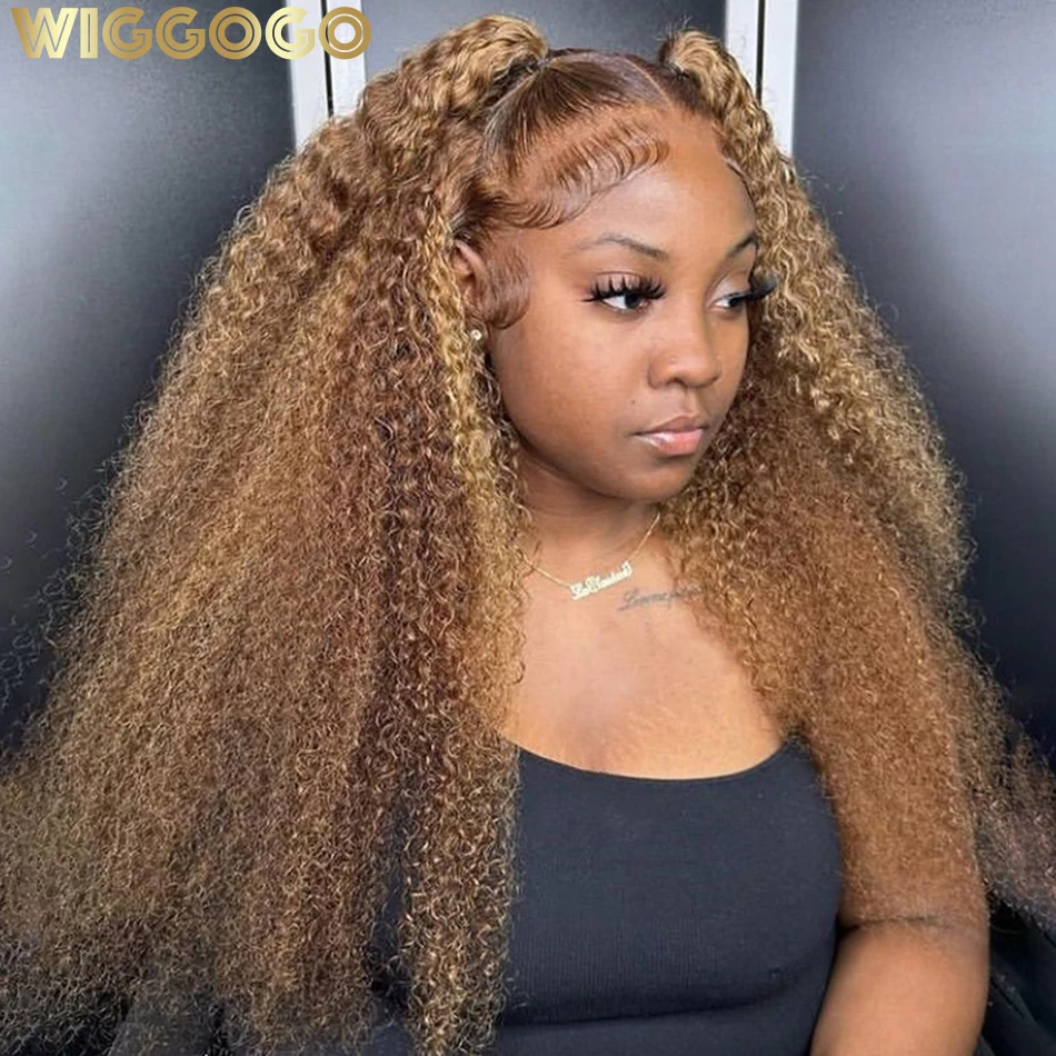 Wiggogo 13x6 Highlight Curly Lace Front Human Hair Wig 13X4 Loose Deep Wave Frontal Wig Ombre Colored 30 Inch Hd Lace Wigs