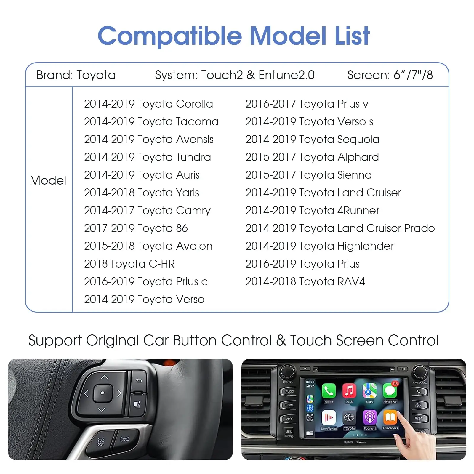 Wireless Carplay Adapter for Toyota 2014-2019 Touch 2 Entune 2  Car Android Auto Decoder Universal Upgrade Smart Box