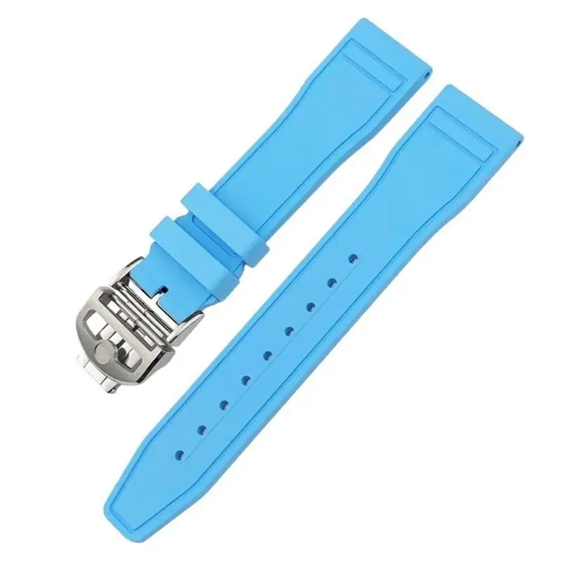 SCHIK 22mm Soft Fluororubber FKM Watchbands For IWC Big Pilot Portofino Natural Rubber 21mm 20mm Watch Strap