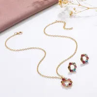 Ensemble collier et boucles d'oreilles en or pour dames, bijoux en forme de cercle de diamant, style de mode simple, vitrail exquis, célébrité, 3 pièces 4