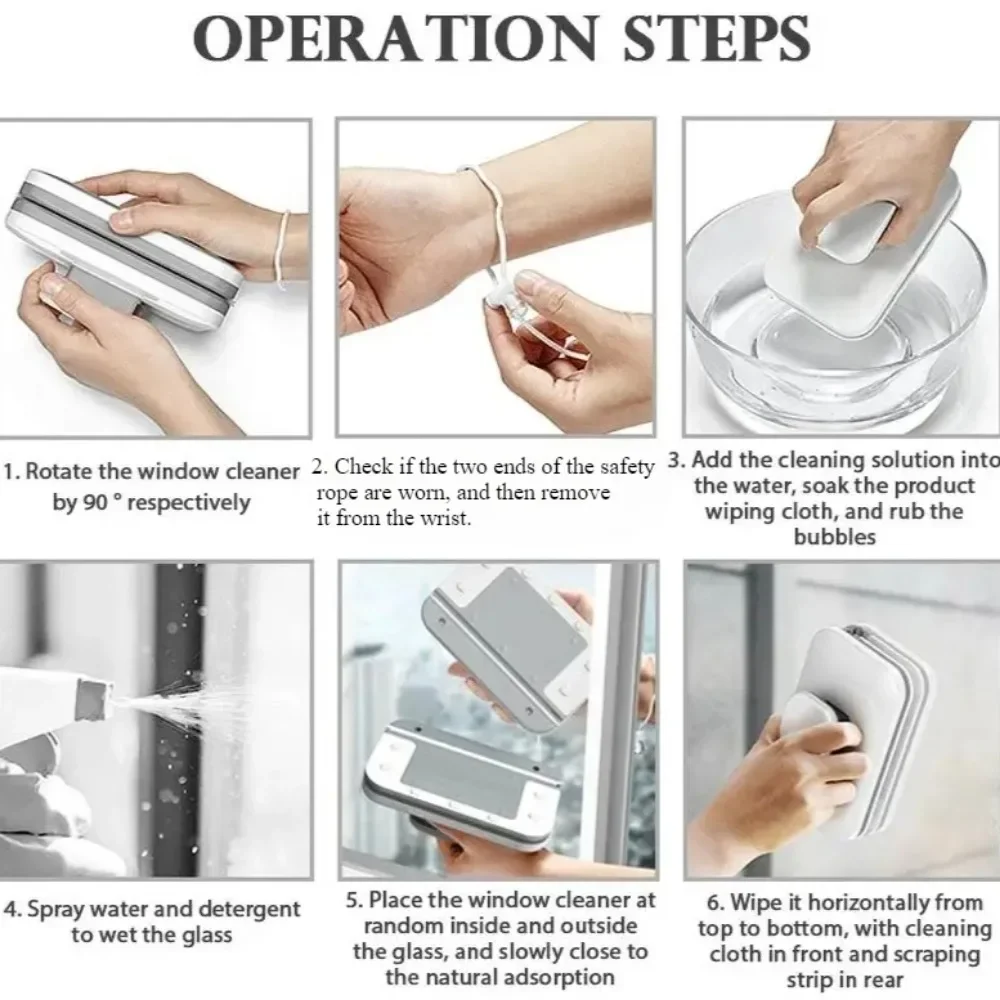 Glass Wiper Wash Magnetic Window Household Magnetic Brush Double Sided Cleaning Brush Washing Windows Home Cleaning Tool